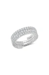 Crislu Three Row Cubic Zirconia Band Ring In Metallic