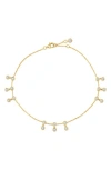 Crislu Tri Bezel Anklet In Gold