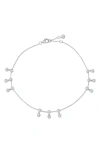 Crislu Tri Bezel Anklet In Metallic