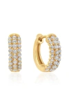 Crislu Triple Row Huggie Hoop Earrings In Gold