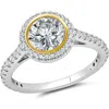 Crislu Two-tone Halo Ring In Metallic