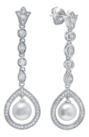 Crislu X Andrew Prince Crystal & Cultured Pearl Drop Earrings In Pearl/ivory