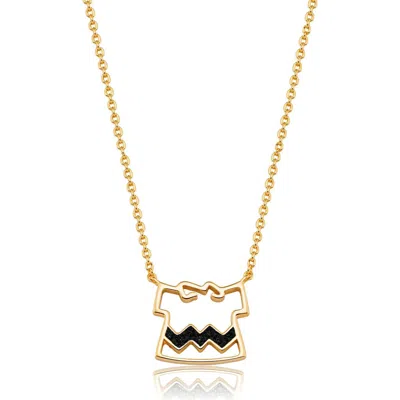 Crislu X Peanuts® Charley Brown's Shirt Pendant Necklace In Gold