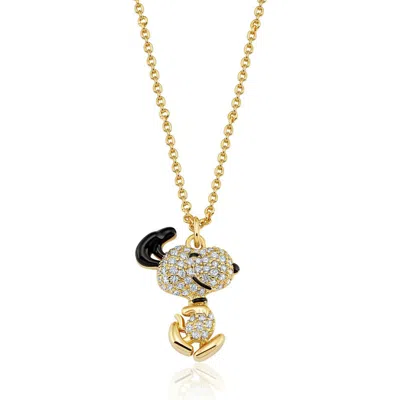Crislu X Peanuts® Dancing Snoopy Pendant Necklace In Gold