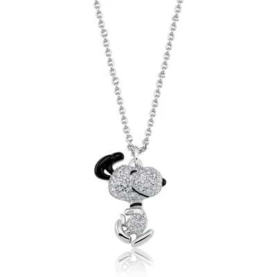 Crislu X Peanuts® Dancing Snoopy Pendant Necklace In Metallic