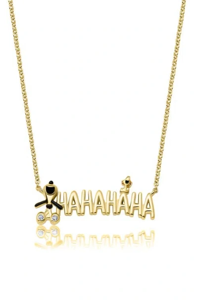 Crislu X Peanuts® Ha Ha Ha Snoopy & Woodstock Pendant Necklace In Gold