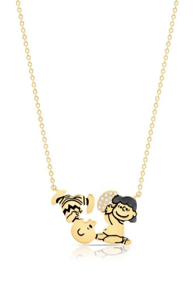Crislu X Peanuts® Lucy's Football Pendant Necklace In Gold