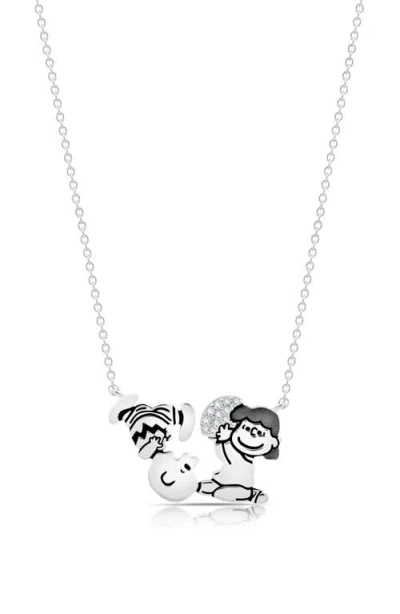 Crislu X Peanuts® Lucy's Football Pendant Necklace In Silver