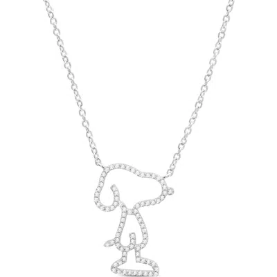 Crislu X Peanuts® Pavé Snoopy Silhouette Pendant Necklace In Metallic