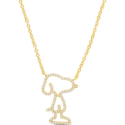 Crislu X Peanuts® Pavé Snoopy Silhouette Pendant Necklace In Gold