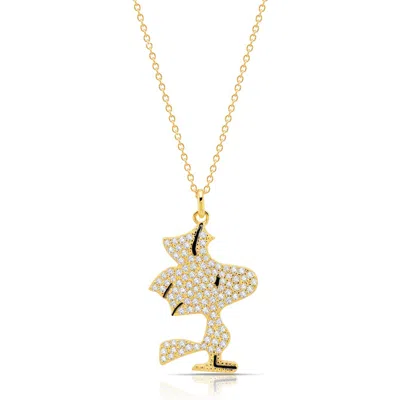 Crislu X Peanuts® Pavé Woodstock Pendant Necklace In Gold