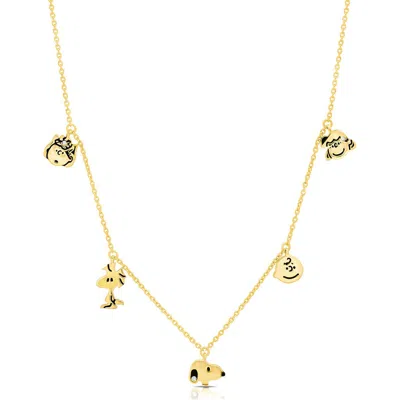 Crislu X Peanuts® Snoopy & Friends Charm Station Necklace In Gold