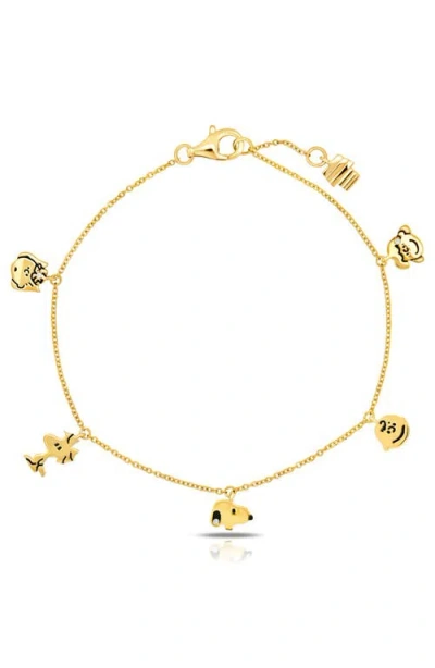 Crislu X Peanuts® Snoopy & The Gang Charm Bracelet In Gold