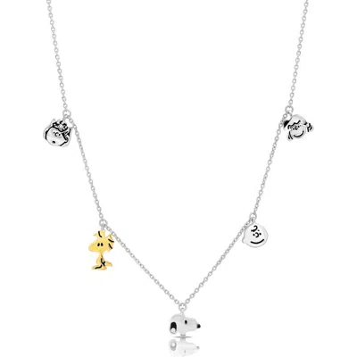 Crislu X Peanuts® Snoopy & The Gang Charm Necklace In Metallic