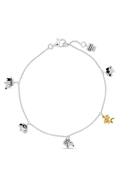 Crislu X Peanuts® Snoopy & Woodstock Charm Bracelet In Metallic