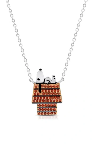Crislu X Peanuts® Snoopy Doghouse Pavé Pendant Necklace In Metallic