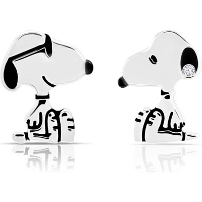 Crislu X Peanuts® Snoopy Mismatched Stud Earrings In Metallic