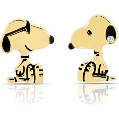 Crislu X Peanuts® Snoopy Mismatched Stud Earrings In Gold