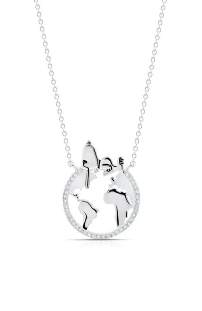 Crislu X Peanuts® Snoopy's World Pavé Pendant Necklace In Silver