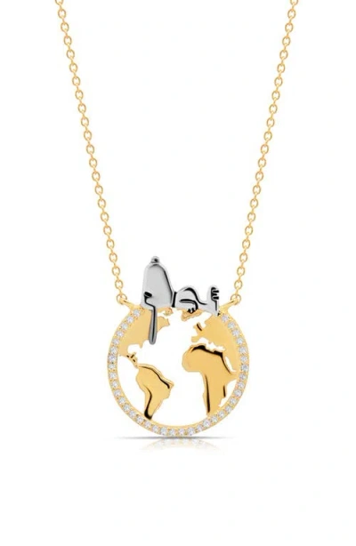 Crislu X Peanuts® Snoopy's World Pavé Pendant Necklace In Gold