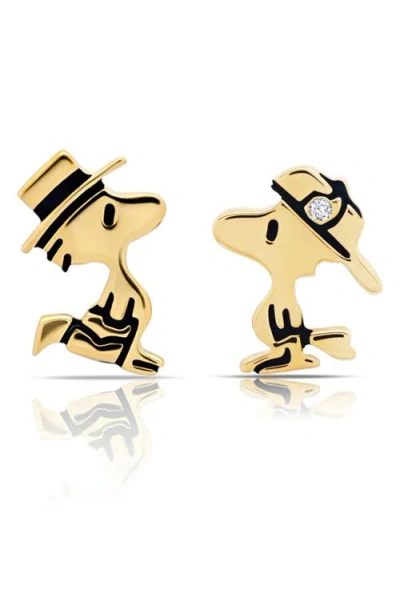 Crislu X Peanuts® Woodstock Mismatched Stud Earrings In Gold
