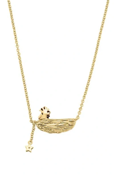 Crislu X Peanuts® Woodstock's Nest Pendant Necklace In Gold