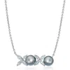 Crislu Xoxo Grey Pearl & Cubic Zirconia Pendant Necklace In Metallic