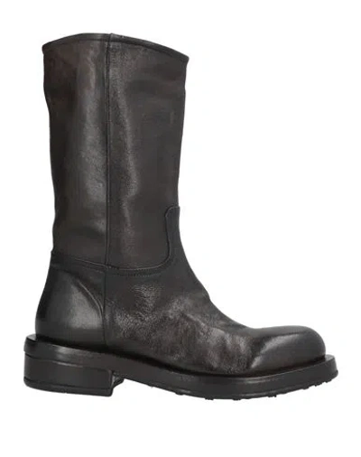 Crispiniano Woman Boot Dark Brown Size 8 Shearling In Animal Print