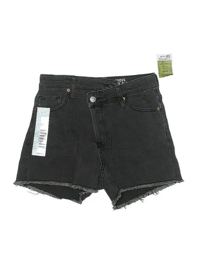 Criss Cross Denim Shorts In Black