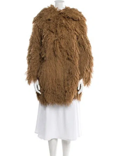 Pre-owned Crissa Linea Italiana Faux Fur Jacket In Brown