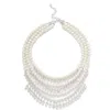 Cristabelle Crystal & Imitation Pearl Layered Necklace In Sil/white