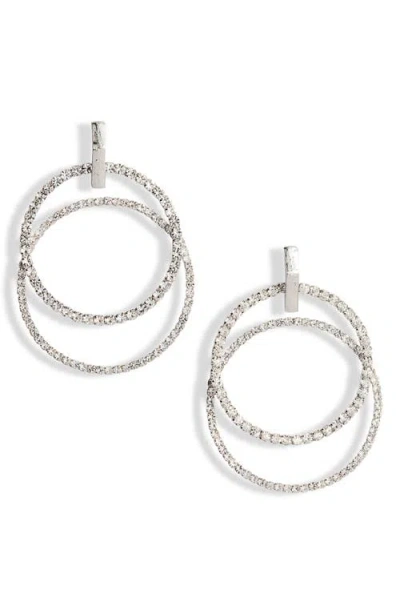 Cristabelle Double Crystal Hoop Earrings In Silver