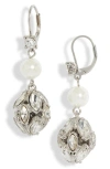 Cristabelle Imitation Pearl Drop Earrings In Sil/white