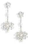 Cristabelle Imitation Pearl Linear Drop Earrings In Sil/white