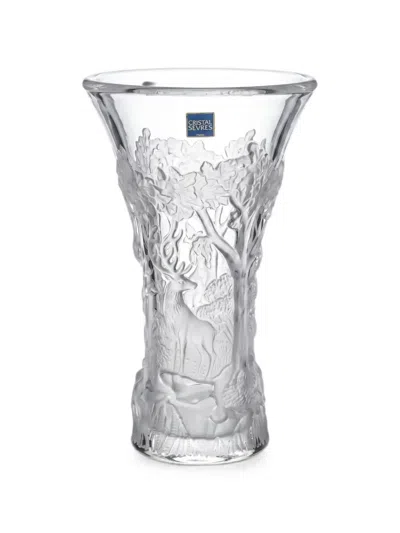 Cristal De Sèvres Embossed Forest-motif Vase In Transparent