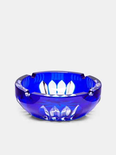Cristallerie De Montbronn Man Cut Crystal Ashtray  Abask Luxury Gift In  Blue