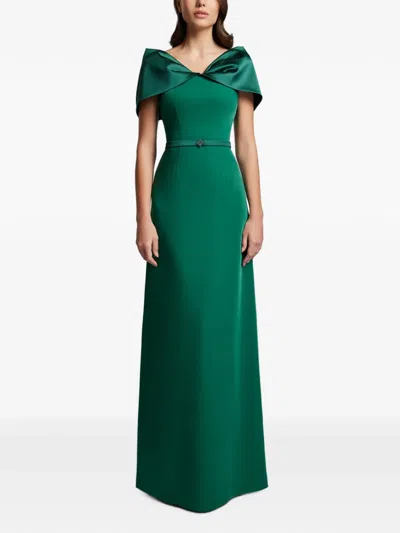 Cristallini Bel Air Off-shoulder Maxi Dress In Green