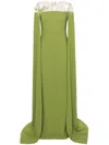 Cristallini Daphne Bead-embellished Crepe Dress In 绿色