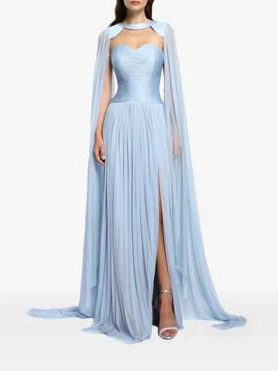 Cristallini Elya Cape-overlay Maxi Dress In Blue