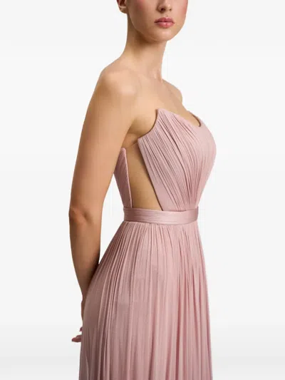 Cristallini Estella Pleated Strapless Maxi Dress In Pink