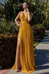 Cristallini Gold Silk Chiffon Metallic Effect Gown In Multi