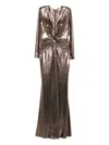 Cristallini Liora Knot Long-sleeve Maxi Dress In Brown