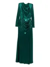 Cristallini Nyssia Draped Maxi Dress In Green