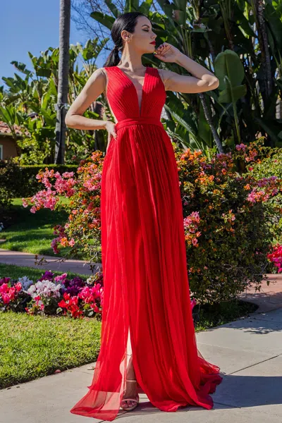Cristallini Silk Chiffon Metallic Effect Gown In Multi
