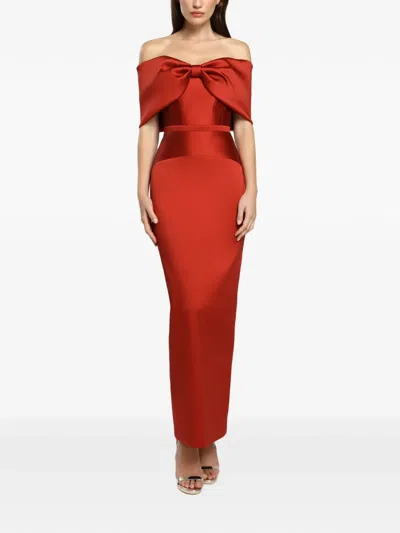 Cristallini Syra Off-shoulder Maxi Dress In Red