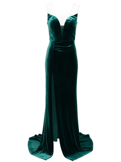 Cristallini Velvet Maxi Dress In 绿色