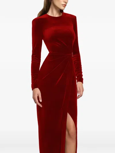 Cristallini Vera Gathered-detail Fitted Maxi Dress In Red