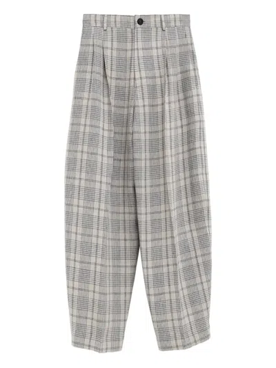 Cristaseya Checked Wide-leg Trousers In Neutral