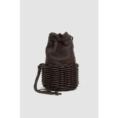 Cristaseya Leather Basket Small Bag Dark Brown