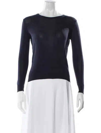 Pre-owned Cristaseya Silk Crew Neck Top In Blue